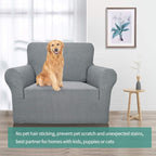 YEMYHOM Couch Cover Latest Jacquard Design High Stretch Sofa Chair Covers for Living Room, Pet Dog Cat Proof Armchair Slipcover Non Slip Magic Elastic Furniture Protector (Chair, Light Gray)