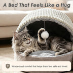 Cat Bed Cave with Pillow & Cat Toys, Cozy Cat Beds for Indoor Cats | 15.7in,Up to 10 lbs, Dual-Sided Cushion, Reversible Comfort for All Seasons, Semi-Enclosed Design, Machine Washable, Grey