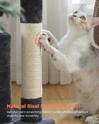 XL Cat Tree 44" Cat Tower for Large Cats 20 lbs, 2 Spacious Caves | Multi-Level Cat Tree with Scratching Posts, Soft Padded Perch, 2 Dangling Toys