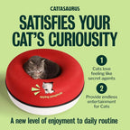 Peekaboo Cat Cave Donut for Multiple & Large Cats up to 30-45 lbs, 3-in-1 Self Warming Cat Bed, Tunnel & Scratcher for Indoor Cats, Washable & Detachable Dog Bed (Ruby Snowball, Large)