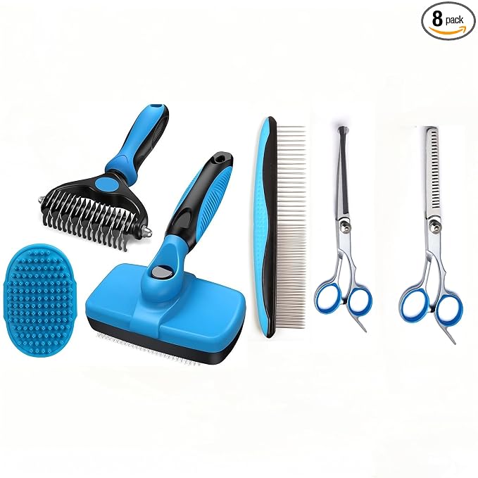 Pet Grooming Kit,Dog Brush for Shedding (Blue-6S) | For Dogs, Grooming Tool Set