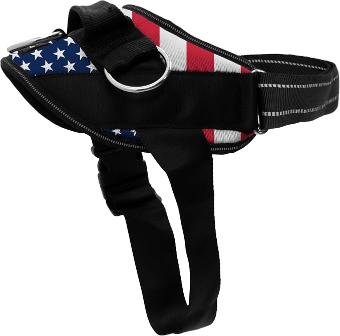 ShawnCo Essential Dog Harness, No-Pull Pet Vest with 3 Leash Clips, No Choke, Reflective, Adjustable and Padded, for Easy Walking and Training for Small, Medium and Large Dogs (Stars and Stripes, XS)