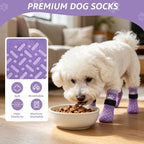 SCENEREAL Anti Slip Dog Socks to Prevent Licking Paws for Hot/Cold Pavement, Paw Protector Traction Control on Hardwood Floor, Dog Shoes Booties for Puppy Small Medium Large Senior Dogs, Purple S