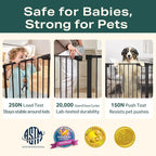Cumbor 2 Pack 30-46" Baby Gate for Stairs, Mom's Choice Awards Winner-Auto Close Dog Gate for doorways, Easy Install Pressure Mounted Pet Gates Indoor, Easy Walk Thru Wide Safety Gate for Dog, Black