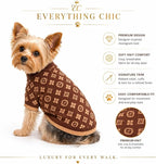 Dog Sweater for Small Dogs, Designer Dog Clothes, Luxury Chewy Pawtton Knit | Designer dog clothes for small dogs with soft knit comfort, luxury styling and easy pullover fit for Yorkies in cold weather.