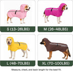 Stretch Fabric Dog Raincoat with Hood, Reflective Rain Poncho for Medium Large Dogs, Adjustable Waterproof Dog Rain Jacket with Leash Opening, Hot Pink, Large