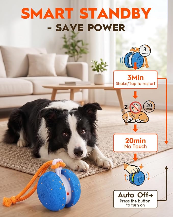Xeuch Interactive Dog Toys, Automatic Irregular Moving and Rolling Dog Ball with 2 Speed Modes, E-TPU Material, Motion Activated Pet Toys with Rope for Dogs Puppies, Dog Stimulation Toy (Blue) | 2 Speed Modes, E-TPU Material, Motion Activated Pet Toys ...
