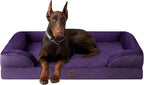 EHEYCIGA Orthopedic XXL Dog Bed, Waterproof Washable XL Big Pet Bed 52" | Non-Slip Bottom and Egg-Crate Memory Foam Extra Large Pet Couch Bed with Washable Removable Cover, Purple
