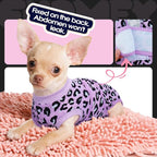 FUAMEY Dog Recovery Suit, Soft Surgical Suit for Dogs Onesie for Surgery | Cone Alternative after Surgery, Abdominal Wound Protector, Anti Lick Suit, Dog Onesie for Surgery Female Purple Leopard M