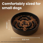 Ceramic Slow Feeder Dog Bowls 0.6 Cups for Small Fast Eaters,White | Reduces Bloating,6.02x1.38 Inch Dish For Daily Dog Meals, Maze Puzzle Slows Down Eating, Anti-Choking,9.0oz Water