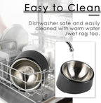 SuperDesign Mess Free 15° Slanted Bowl for Dogs and Cats, Tilted Angle Bulldog Bowl Dog Feeder, Non-Skid & Non-Spill, Easier to Reach Food M/1 Cup Dark Black