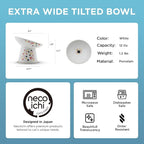 Necoichi Raised Cat Food Bowl, 15° Tilted (Sakura Floral, Extra Wide)