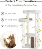 Cat Tree for Large Cat, Modern Senior Friendly Cat Tower with Wide Shelves Low Step, Cotton Scratching Posts, Super Sturdy Base, Cozy Perches, and Interactive Toys (Gray)