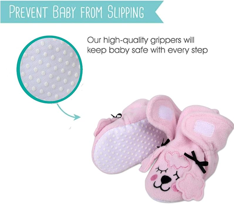 Cozy Fleece Baby Booties- Sherpa Baby Crib Booties Soft Soled Winter Shoes Unisex Fleece Booties Baby Boy, Baby Girl 0-6 Months