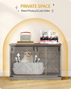 Hzuaneri Cat Litter Box Enclosure, Hidden Litter Box Furniture with Divider | Wooden Cat Cabinet with Removable Dividers, Reversible Entrance Left or Right Side, Cat Washroom, Greige CB84605X