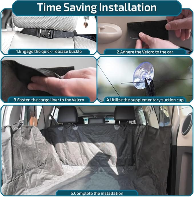 Veckle SUV Cargo Liner for Dogs - Trunk Cover with Bumper Flap Protector | Waterproof Pet Cargo Cover with Side Flaps, Dog Car Seat Cover with Non-Slip Trunk Mat, Prevents Scratches Pet Hair Mud Dirt