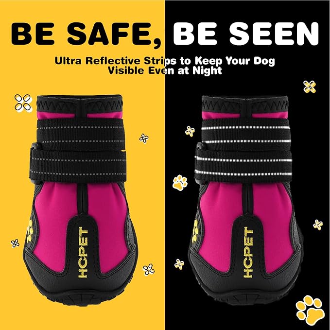 Hcpet Dog Boots, Dog Shoes for Large Dogs, Medium Dog Boots & Paw Protectors, Anti-Slip Dog Booties for Hot Pavement Winter Snow Hiking with Reflective Straps Light Purple Size 5