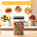 Pop Push Button Airtight Food Storage Containers 6 Set | 4 Sizes: 0.65/0.7/1.8/2.4Qt, BPA-Free Clear Canisters for Pantry, Pasta, Snacks, Coffee, Pet Food, Fridge