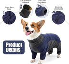 Winter Coat - Warm Fleece Dog Jacket, Full Body Pajamas Onesie for Medium to Large Dogs. Windproof, Cold Weather Protection. Small Size, Blue Color.