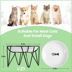 Ceramic Elevated Cat Bowls - Whisker Friendly, Anti-Vomiting Cat Food Plate, Stylish, Safe and Hygienic (Fishboon, 1 Pack)