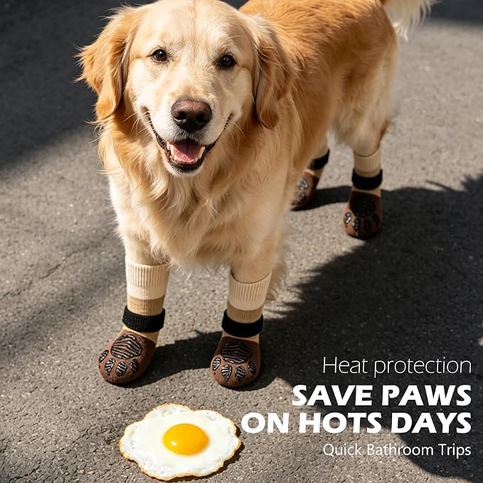 EXPAWLORER Non-Slip Dog Socks for Hardwood Floors to Prevent Licking, Dog Shoes for Hot Pavement Quick Walking, Dog Booties Boots & Paw Protectors with Grippers for Small Medium Large Senior Dogs XS