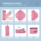 Portable Cat Travel Litter Box. Zipped Lid, Collapsible Litter Box for Cats. No Leakage, No Smell. Easy to Carry. Used for Hotels, Camping, Car (Pink,M)