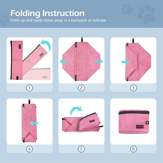 Portable Cat Travel Litter Box. Zipped Lid, Collapsible Litter Box for Cats. No Leakage, No Smell. Easy to Carry. Used for Hotels, Camping, Car (Pink,M)