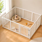 EVERFRONT Dog Playpen with Door - Dog Pen Indoor - Easy Assemble Dog Play Pen - Puppy Playpen, Cat Playpen, Small Animal Playpen, Dog Play Pen Indoors (White, 30", 10 Panels)