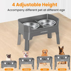 URPOWER Elevated Dog Bowls, 3-in-1 Double Deck Raised Dog Bowl Stand | 4 Height Adjustable Raised Stand with 2 Stainless Steel Food Bowls & Licking Plate for Small, Medium & Large Dogs