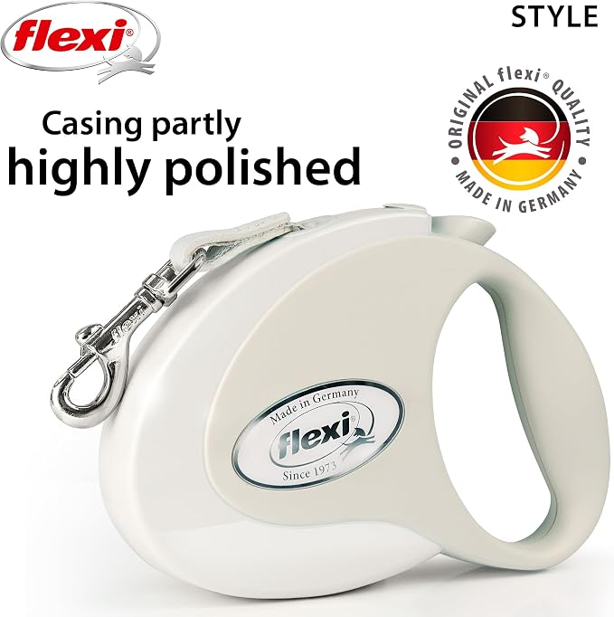 FLEXI® Style Tape Retractable Dog Leash, Medium, 16 ft - White/Grey