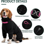 Kouser Waterproof Full-Body Coverage Dog Raincoat, Black XS | Dog Raincoat with Reflective Stripes, Adjustable Dog Rain Jacket with Leash D-Ring, Hooded Poncho for Small Medium Large Dogs