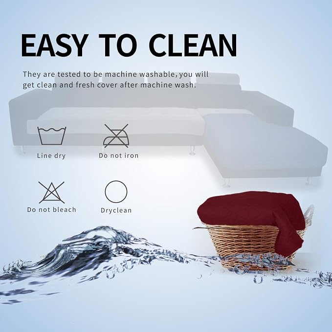 Easy-Going Sectional Couch Covers for Dogs L Shape Sofa Cover Reversible Sofa Slipcover Chaise Lounge Cover Furniture Protector Cover for Pets Dog Cat (42 x 52 inches, Christmas Red/Christmas Red) | Christmas Red, Soft Sofa Slipcover For Dogs, Fits Lef...