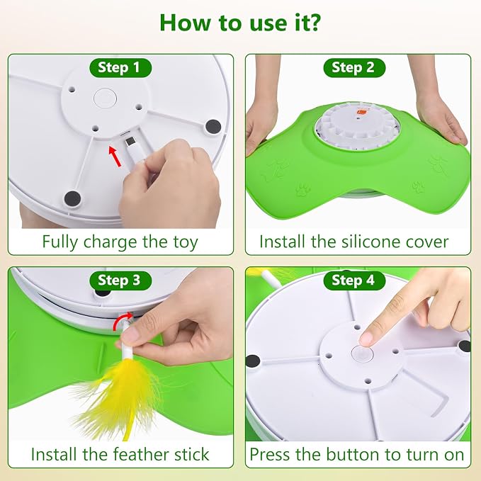 Hide and Seek Cat Toy, Automatic Treat Reward Interactive Cat Toy | Motion Touch Activated Electronic Cat Toys for Indoor Cats, Silicone Rechargeable Cat Play Mat for Bored Adult Kittens