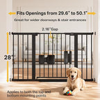 InnoTruth 29.6-50.1 in Extra Wide Baby Gate for Stairs and Doorways, Black | Indoor Metal Dog Gate for Pets, Auto Close 2 Way Swing Walk Through Door, Double Lock & Y-Bolts, Pressure or Hardware Mount