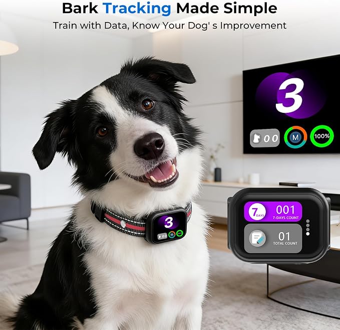RPZ Automatic Dog Bark Collar for Small Medium Large Dogs 8-150 Lbs, Red | Rechargeable anti barking collar with bark count tracking, 4 training modes, 3 sensitivity levels and IP67 waterproof