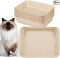 Bokon 25 Count Disposable Litter Box for Cat, Large Disposable Litter Tray for Travel Home Durable Portable Plastic Kitty Litters Boxes Leak-Resistant Easy-Grip Rim, 15.7 x 11.8 x 3 Inches(Beige)