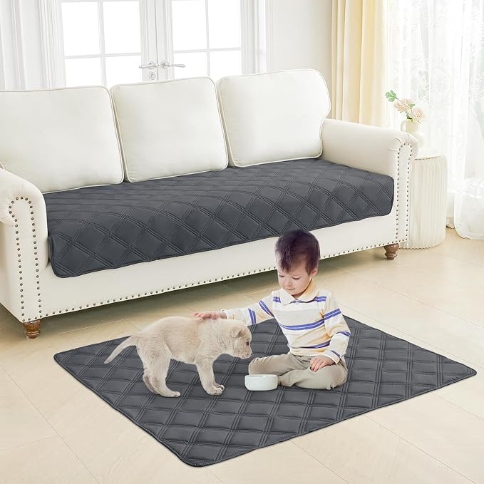 Smiry Waterproof Dog Bed Cover, Reversible Pet Blanket for Sofa Couch | Soft Washable Dog Blanket, Leakproof Couch Cover for Dogs Cats & Furniture Protection, 30x53, Dark Grey/Dark Grey