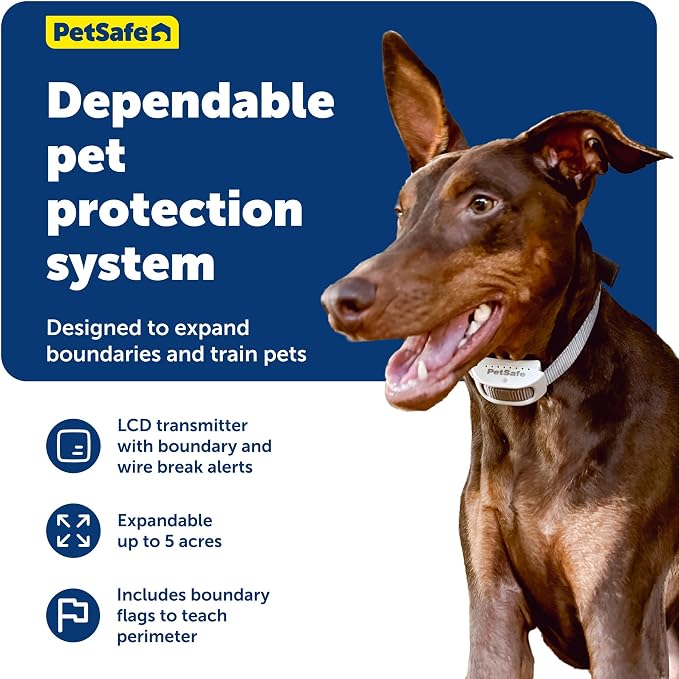 PetSafe Classic In-Ground Fence, 2 Dog, Up to 1/3 Acre | Includes 2 Collars, Tone, Vibration, & Static Correction, Waterproof, Rechargeable, Expandable Up To 5 Acres