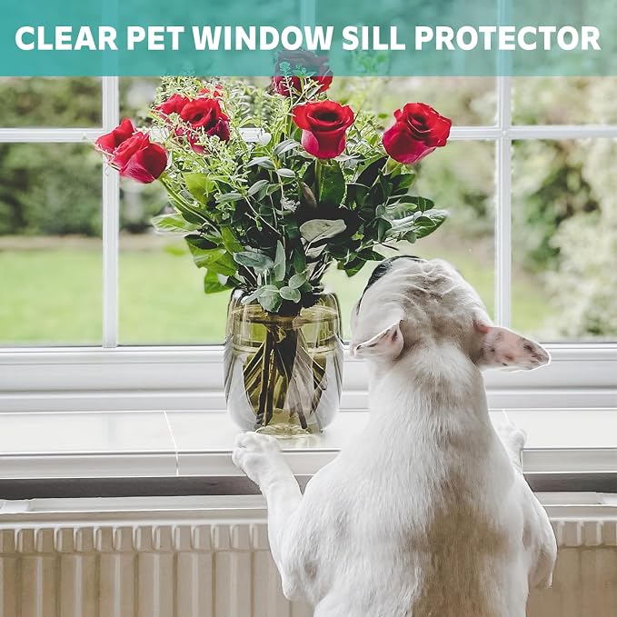 3 Pcs Window Sill Protector, Pet Window Guard,Transparent, Window Sill Cover, Protection from Dog and Cat Scratching Chewing Slobbering, Heavy Duty Scratch Shield(11.8"x3.25"x0.88")