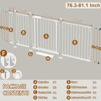 Baby Gate for Doorways Stairs Hallway 76.3-81.1 Inch Wide, Walk Through Child Gates with Pressure Mounted Extention Kit, Indoor Safety Child Gates for Kids or Pets | Walk Through Child Safety Gates with Pressure Mounted Extention Kit, Indoor Large Dog ...