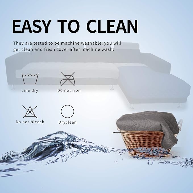 Easy-Going Sectional Couch Covers for Dogs L Shape Sofa Cover Reversible Sofa Slipcover Chaise Lounge Cover Furniture Protector Cover for Pets Dog Cat (42 x 68 inches, Gray/Gray) | Soft Sofa Slipcover For Dogs, Fits Left/Right Chaise Lounge Protector, ...