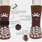 EXPAWLORER Anti Slip Dog Socks to Prevent Licking Paws, Dog Shoes for Hot Pavement, Dog Booties for Small Medium Large Senior Dogs, Traction Control Boots & Paw Protectors for Hardwood Floors Coffee