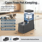 Automatic Cat Water Dispenser Gravity Stainless Steel Water Feeder Dog Waterer Feeder with Wide Mouth Bowl for Small Medium Dog Puppy Kitten (Filter &Ice Pack Included) 1Gallon Gray