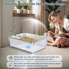 SuzziPaws XL Stainless Steel Sifting Litter Box for Pine Pellets Multi-Cats | 23.6" x 15.7" x 6" Open Top Sifting Litter Box with Pee Pads and Liners for Odor Control with Easy-Clean Tray