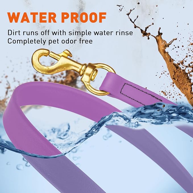 Viper Biothane K9 Working Dog Leash Waterproof Lead for Tracking Training Schutzhund Odor-Proof Long Line with Solid Brass Snap for Puppy Medium and Large Dogs, 20ft Amethyst Purple