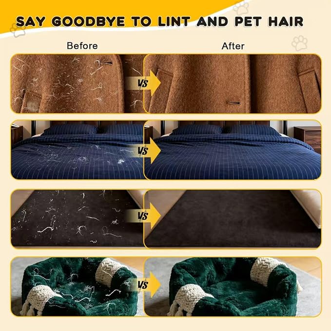 Electrostatic Pet Hair Removal Gloves | Quick Wiping - Reusable & Washable for Sofa Clothing Pet Beds Effortless Cats & Dogs Hair Remover for Busy Pet Owners
