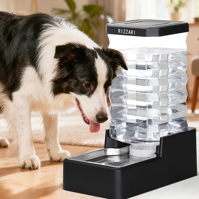 RIZZARI 10L Filtered Gravity Water Bowl Dispenser for Dogs - Dog Bowls | Dishwasher Safe Bowl,Triple-Layer Filtration,Cleaner Everyday Hydration,Large Dog Water Supply,Long-Lasting Freshness,