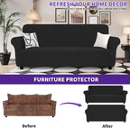 ZNSAYOTX Super Stretch Sofa Cover (72"-92"), New Striped Sofa Covers Fitted Slipcovers with Elastic Bottom, Dog Cat Pets Proof Spandex Washable Fabric Comfortable & Durable (Black, Sofa)
