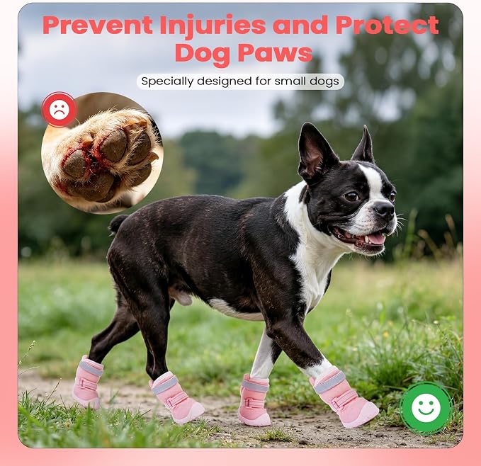 DORA BRIDAL Dog Shoes for Small Dogs, 3D Mesh Breathable Dog Boots & Paw Protectors for Hot Pavement Summer, Rubber Sole Anti-Slip Dogs Booties for Winter Snow, Mud, Outdoor Walking