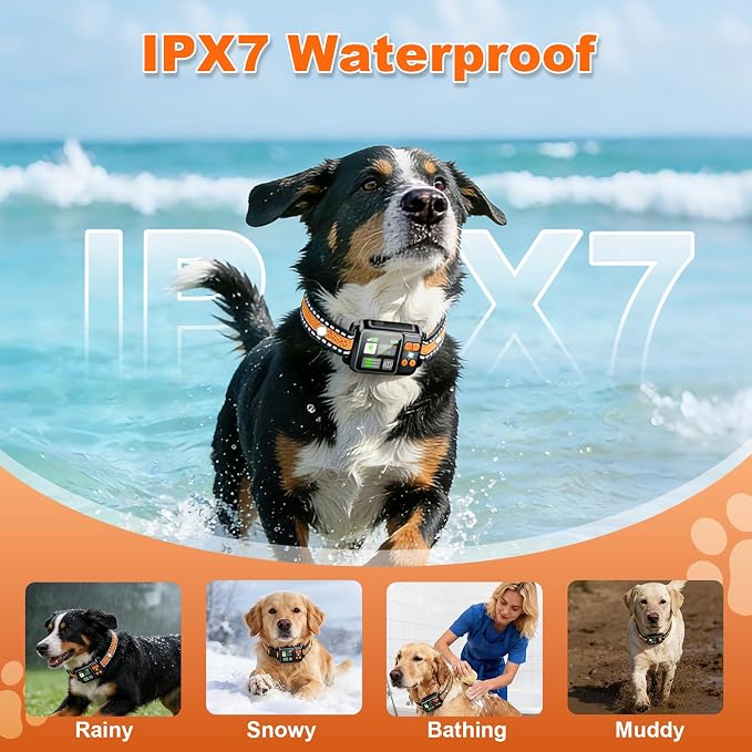 GPS Wireless Dog Fence System, Electric Dog Fence Using GPS Electric Satellite Technology, IPX7 Waterproof Rechargeable Design, GPS Dog Collar Has 2 Modes Circular and Free-Form Fence(2pcs)